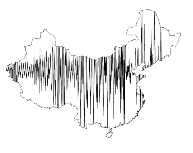 China map with sound waves